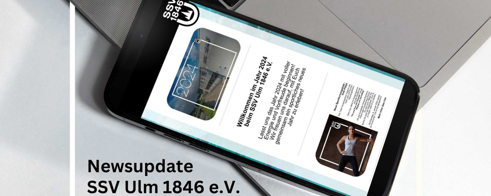 Smartphone auf Laptop mit Newsupdate SSV Ulm 1846 e.V.