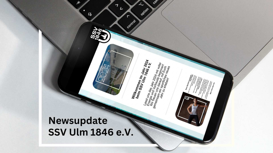Smartphone auf Laptop mit Newsupdate SSV Ulm 1846 e.V.