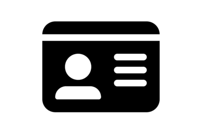 Symbol einer Ausweiskarte mit Profil und drei Informationszeilen