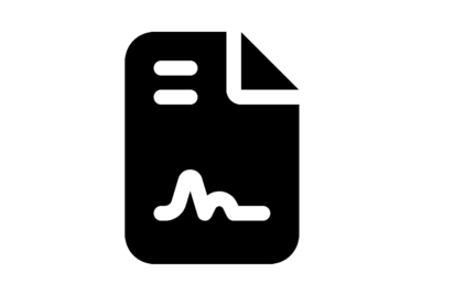 Symbol eines Dokuments mit gefaltetem Eck und Unterschrift