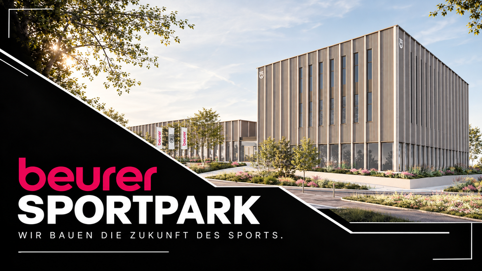 Beurer Sportpark des SSV Ulm 1846 e.V. nach aktuellem Planungsstand wird prominent auf der Abbildung gezeigt.