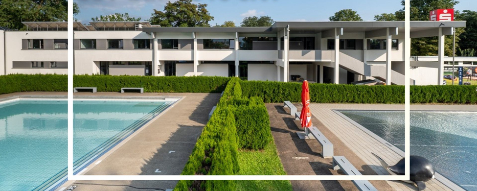 Newsupdate aus dem Verein SSV Ulm 1846 e.V. Newsupdate SSV Ulm 1846 e.V. Schriftzug über Freibad und Vereinsgebäude