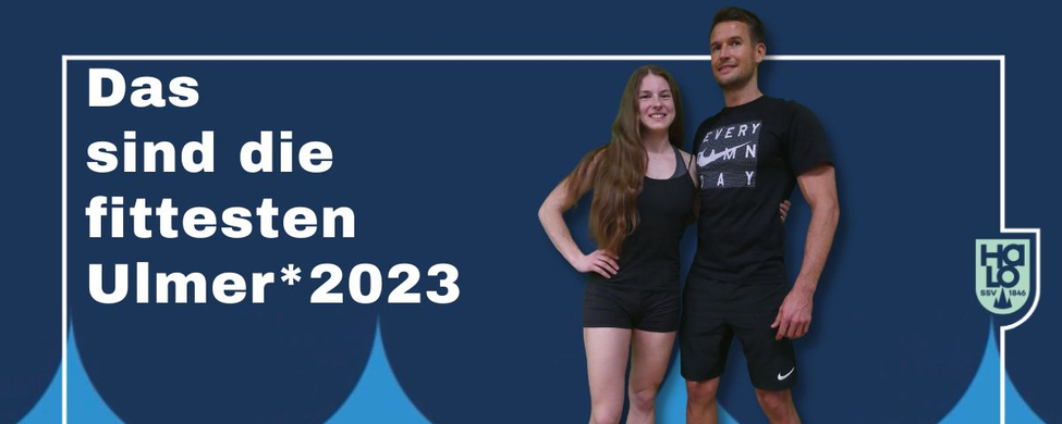 Bannertext Das sind die fittesten Ulmer*2023 mit zwei Athleten