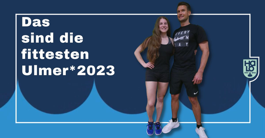 Bannertext Das sind die fittesten Ulmer*2023 mit zwei Athleten