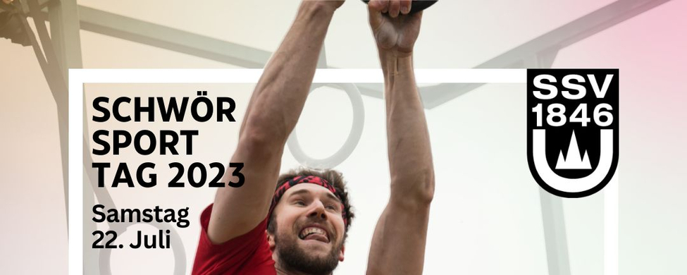 Teilnehmer am Ninja-Parcours greift nach Ringen beim Schwörsporttag