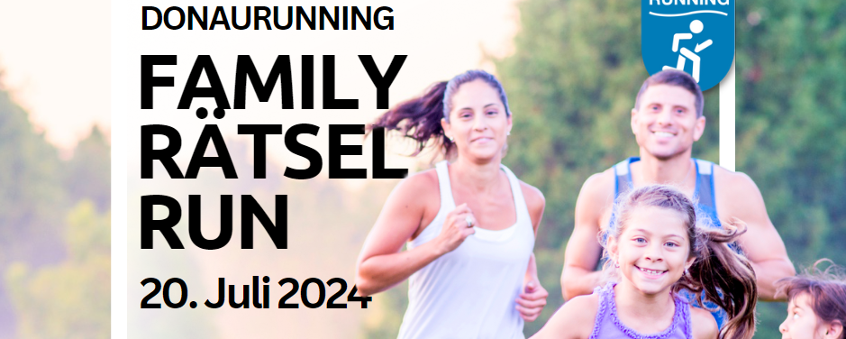 Family Rätsel Run powered by Beurer - Team DONAURUNNING am Start am SSV Ulm1846 e.V. Schwörsporttag DONAURUNNING Family Rätsel Run 20. Juli 2024 laufende Familie mit Kindern